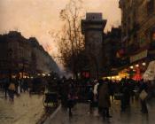 Eugene Galien Laloue Animation Pres de la Porte Saint Den - 尤金·加林·拉卢